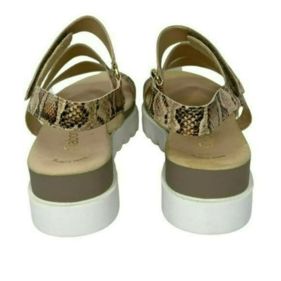 Gabor Snakeskin Tan Cross Strap Leather Open Platform Toe Sandals Size 7.5 - Picture 6 of 11